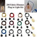 E27 2M Fabric Lighting Cable Plug in Lamp Bulb Holder Set Fitting