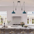 2 Head Lamp Ceiling Pendant Light Adjustable Cord Shade~3985 - Vintagelite