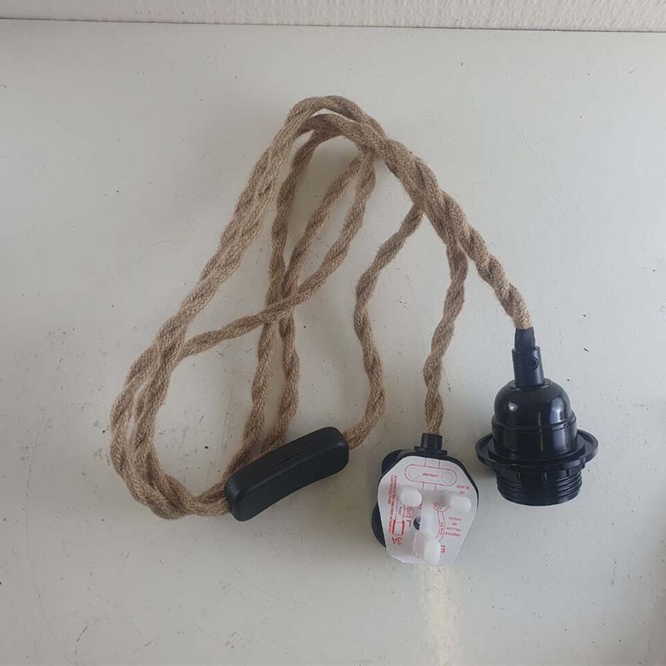 Adjustable Hemp Rope Switch Plug Pendant Light