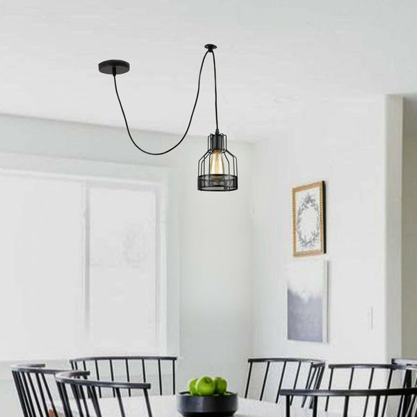 Industrial Hanging Light | Black | Birdcage Design | Adjustable ~2418