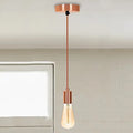 vintage fabric flex E27 ceiling rose pendant light kit rose gold