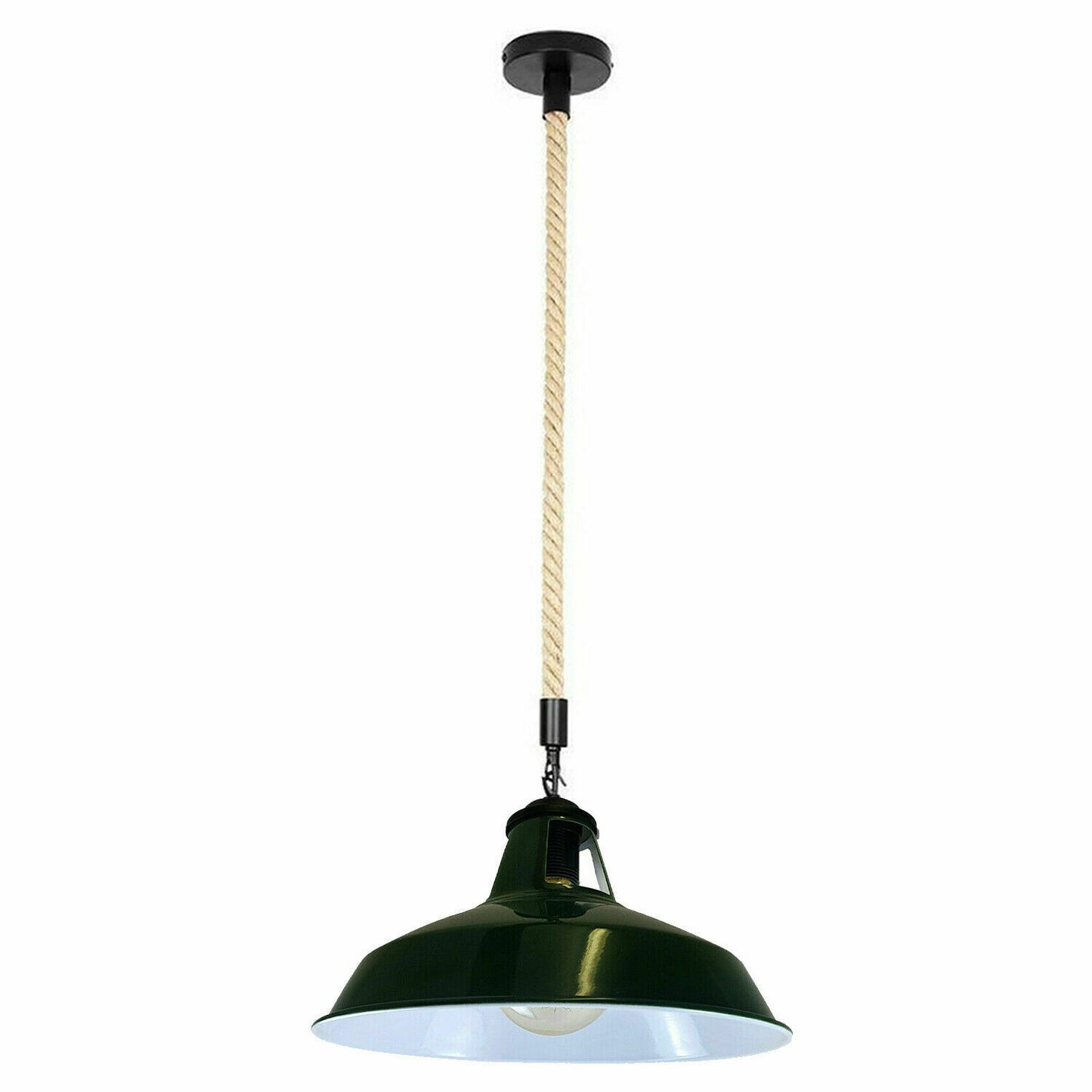 Green Industrial Hemp Rope Shade Barn Slotted Pendant Light