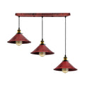 Rustic Red Industrial 3 Head Metal Cone Shade Pendant Light