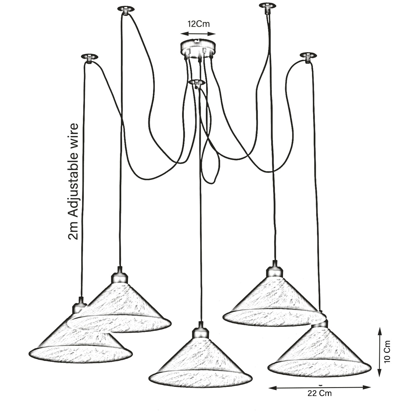 Retro Style Spider 8Way Metal Cone Shade Ceiling Pendant Light-Size Image