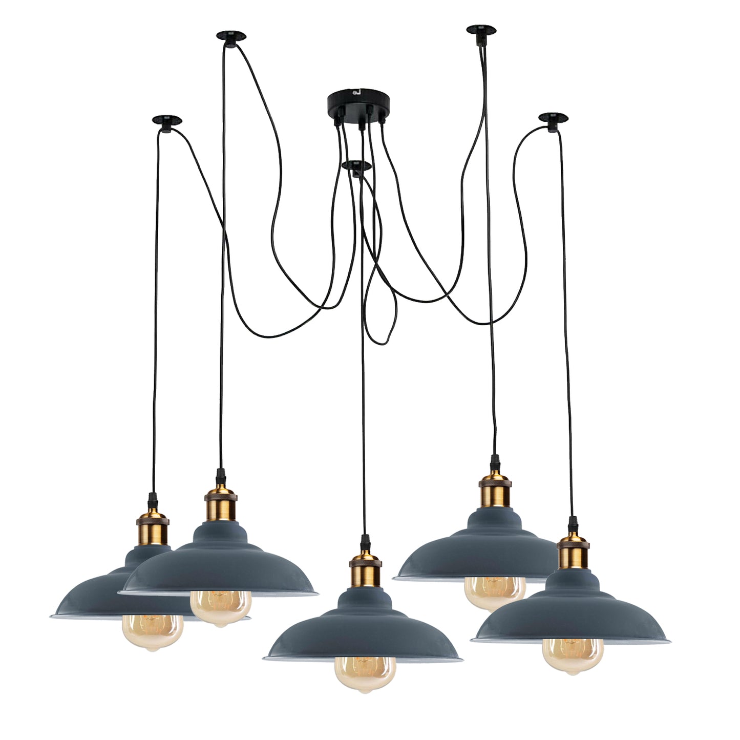 Vintage Unique Adjustable 5-Arm Pendant Light | E27 | with shades~2219