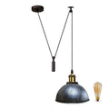 Retro Style Lamp Industrial Loft Adjustable Metal Pendant Ceiling Light Brushed Silver~2334 - Vintagelite