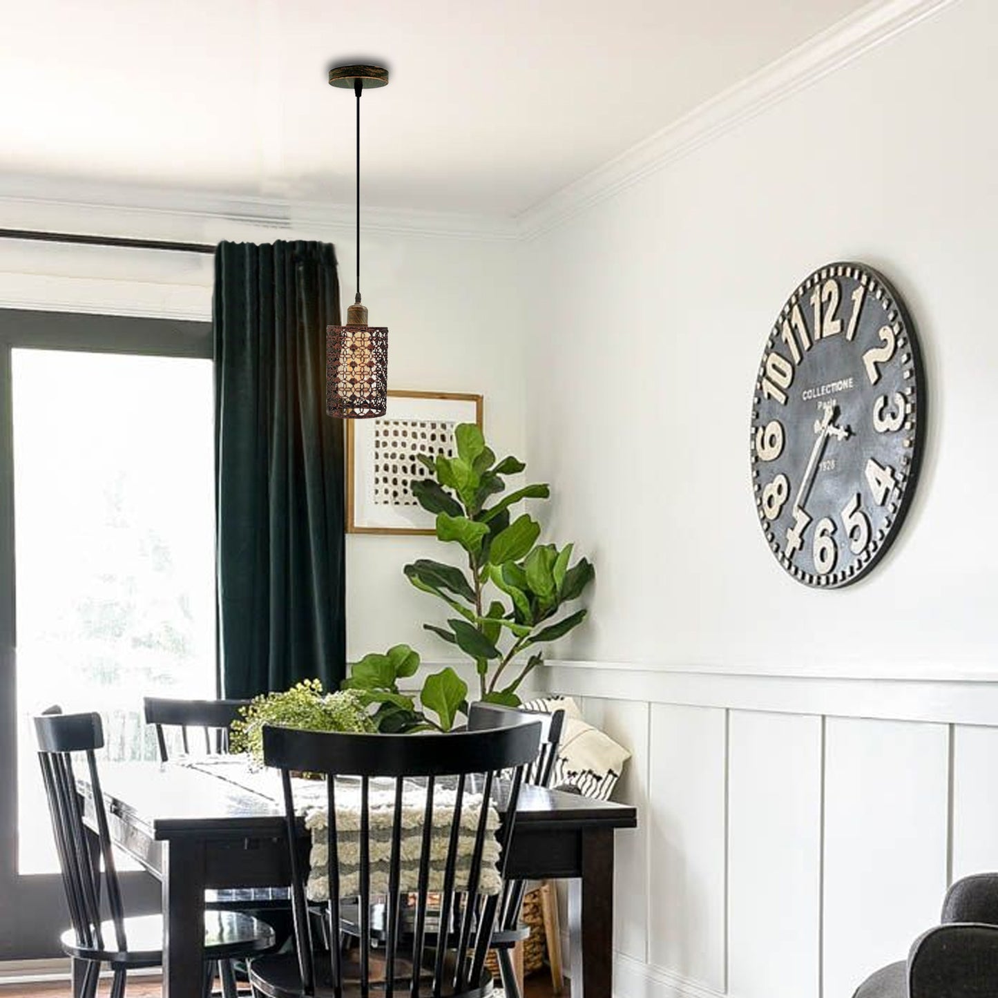 Rustic Red Retro Drum Cylinder Hanging Ceiling Pendant Light-Application Image