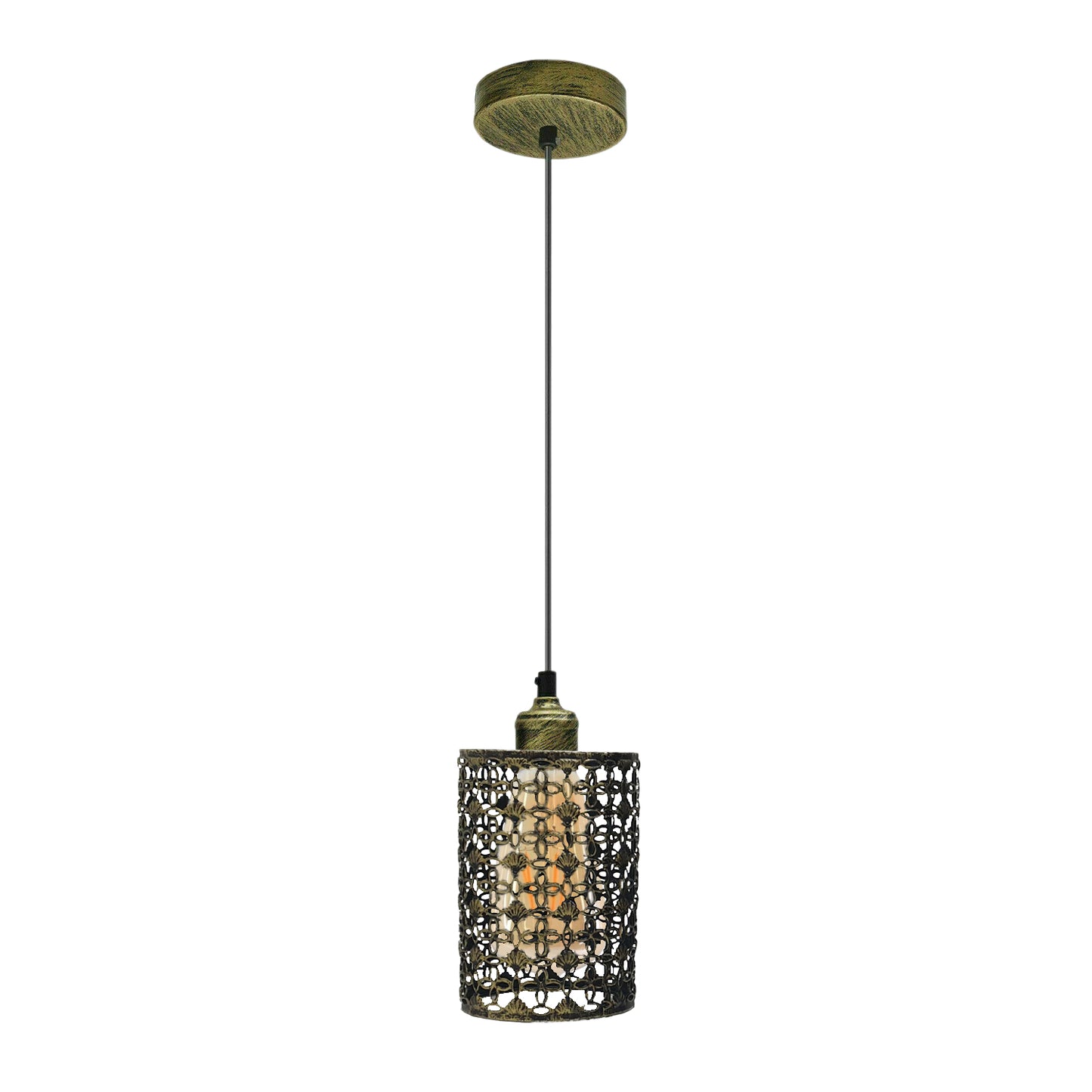 Brushed Brass Decorate Hollow Combined Guard Cage Pendant Light