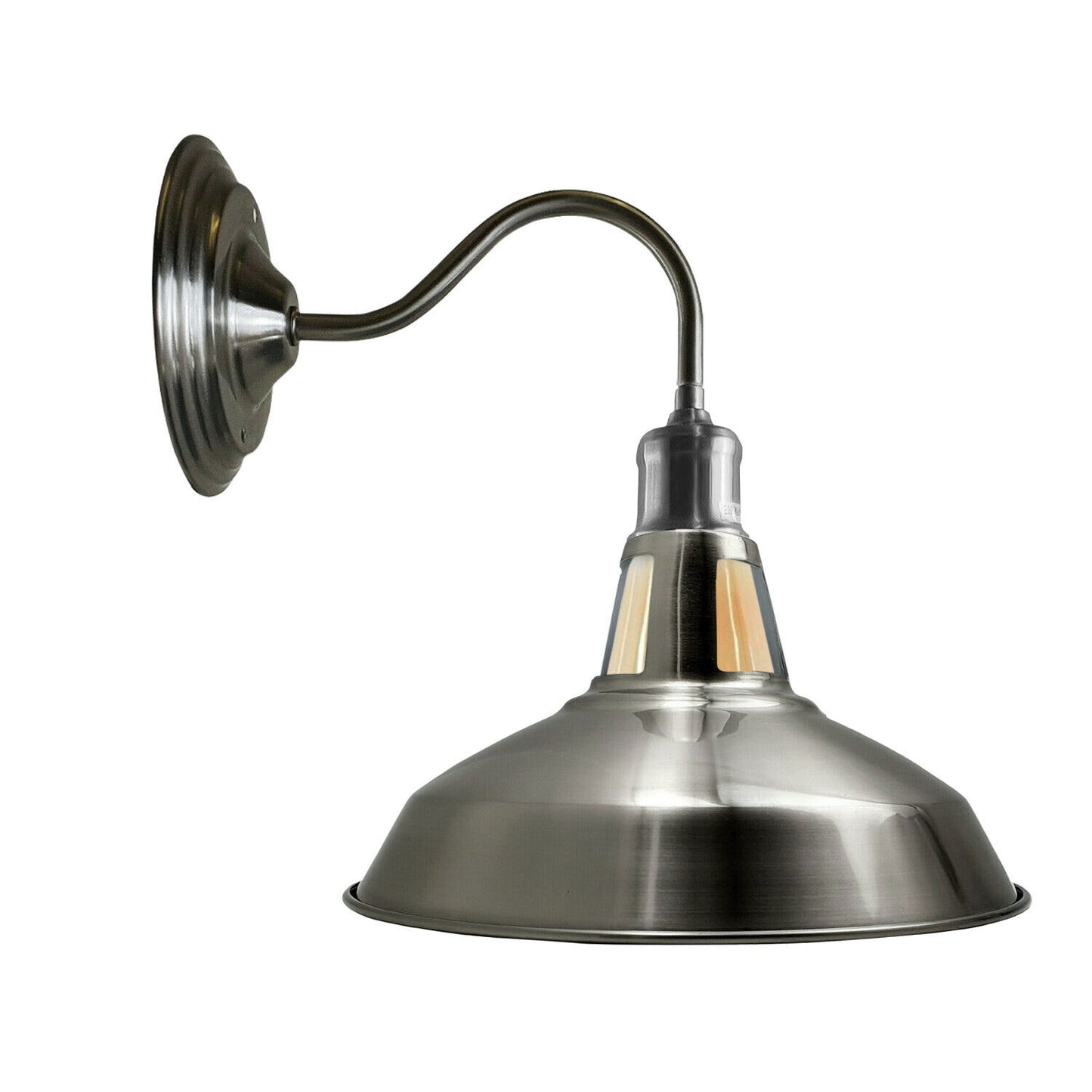 Modern Style High Polished Satin Nickel Wall Sconce with Vintage Retro Industrial Wall Light Shade