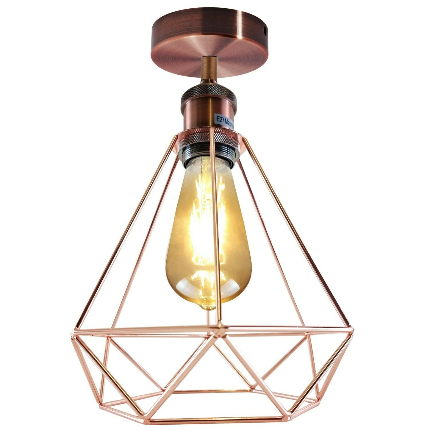 Vintage Retro Industrial Geometric Cage Flush Mount Light
