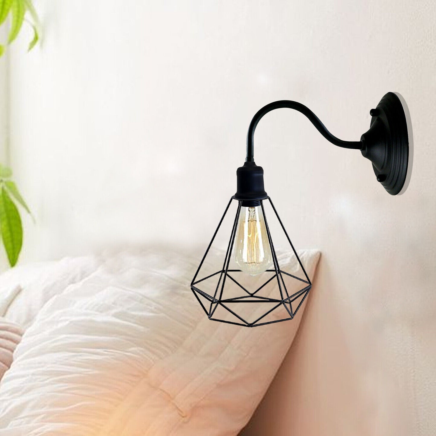 Vintage Industrial Wall Lights for Living Room&Bedroom - Elegant Metal Diamond shape Wall Sconce in Classic Industrial Style-Application image