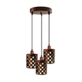 Industrial Vintage Retro 3 Way Drum Rustic Red Cage Pendant Light