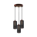 Industrial Retro 3 Way Drum Rustic Red Cage Pendant Light