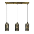 Vintage Retro 3 Way Drum Cylinder Brushed Brass Pendant Light