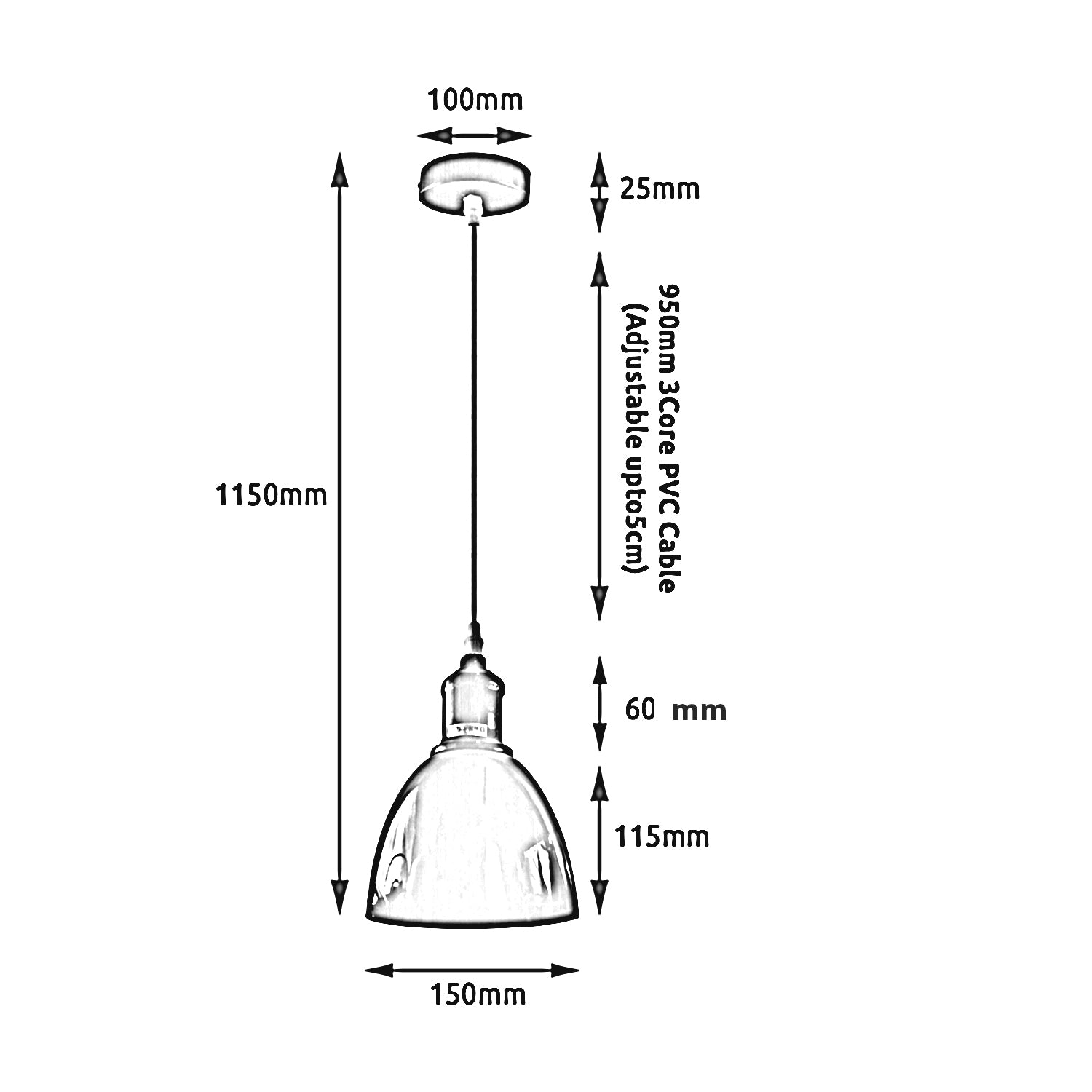 Industrial Adjustable Burgundy Ceiling E27 Holder Pendant Light  - Size Image