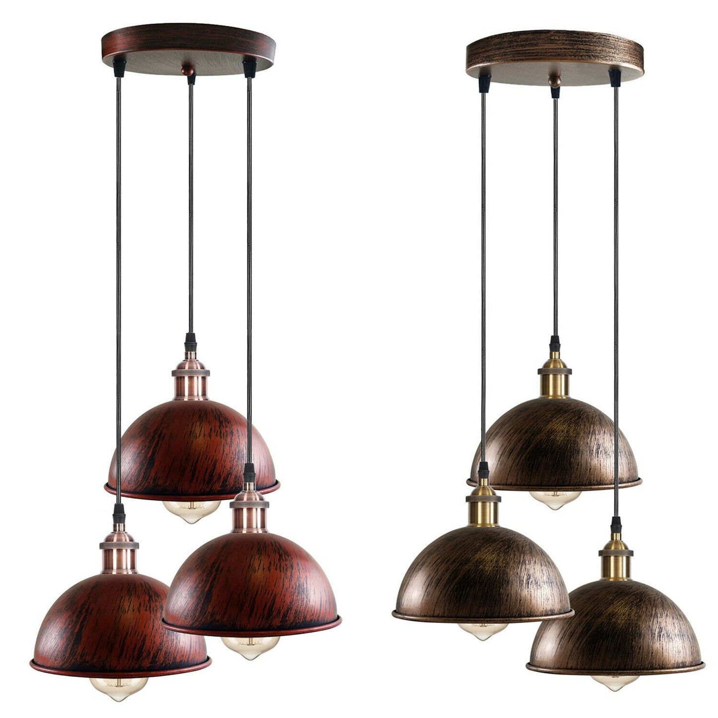 Industrial Loft Bar 3Way Curvy Shade Cluster Pendant Light