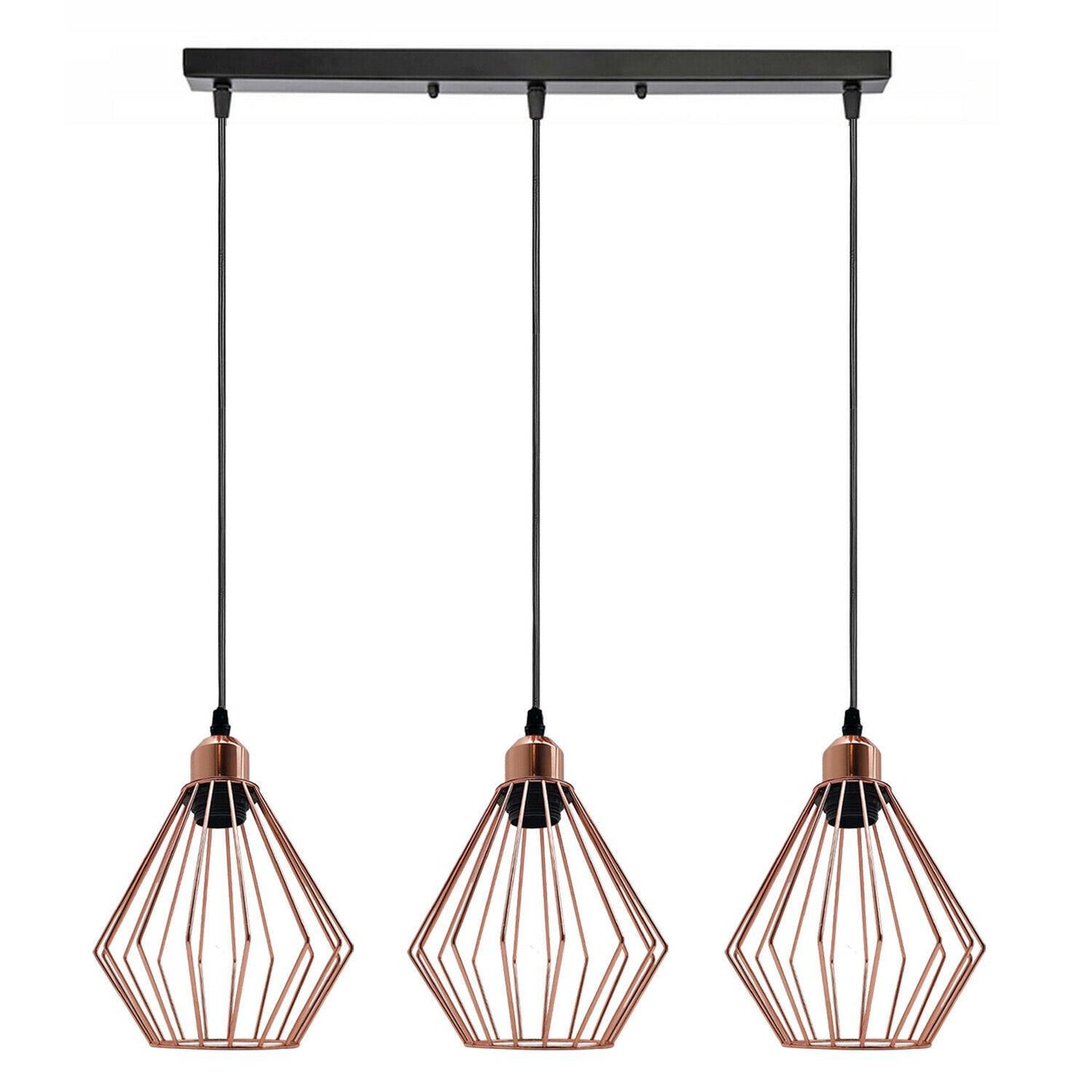 Modern Vintage Rose Gold Diamond Cage Ceiling Pendant Light