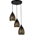 Modern 3 Way Pendant Cluster Light Fitting Black Cage Style
