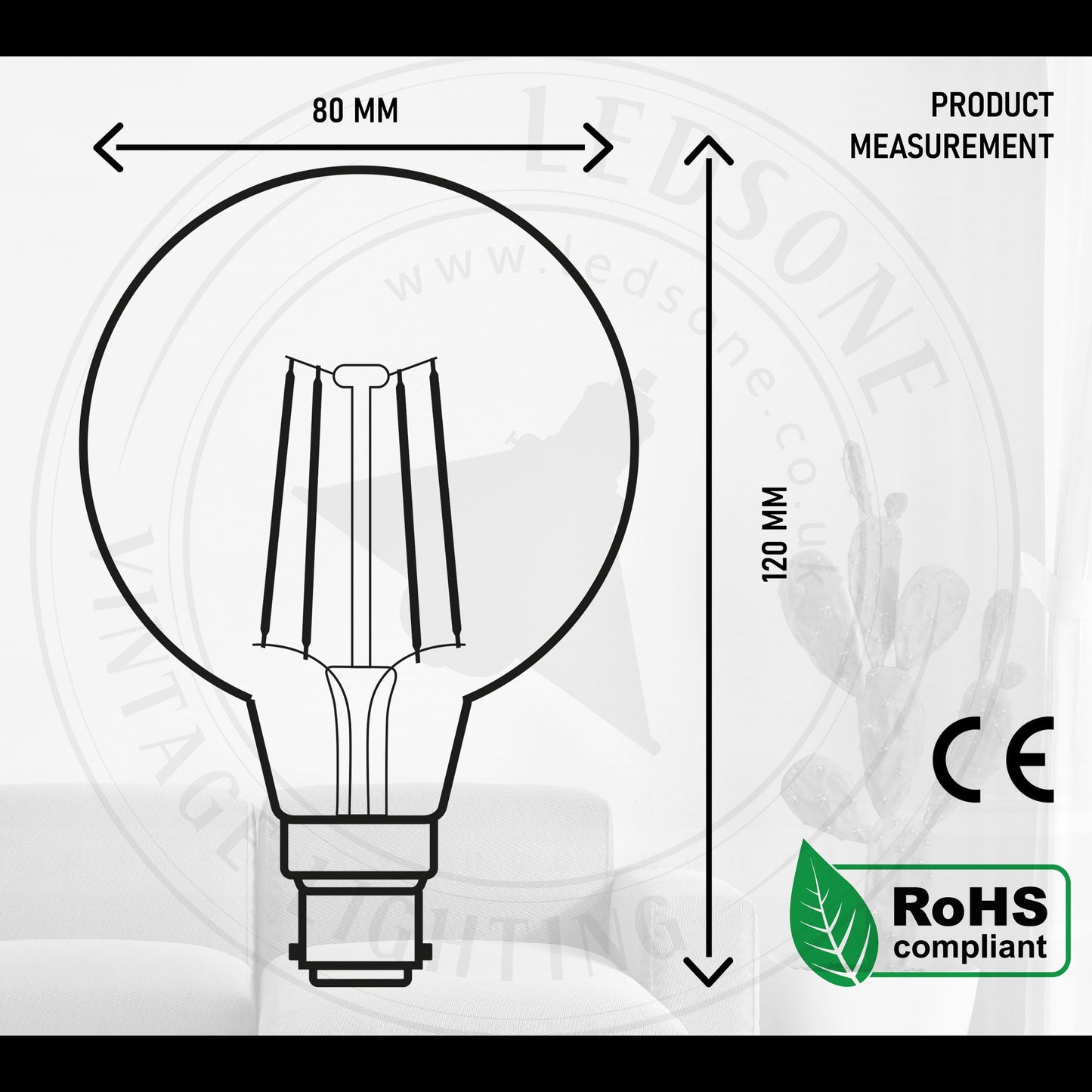 Bayonet 4W G80 Dimmable LED Vintage Classic Filament Light Bulb~2991