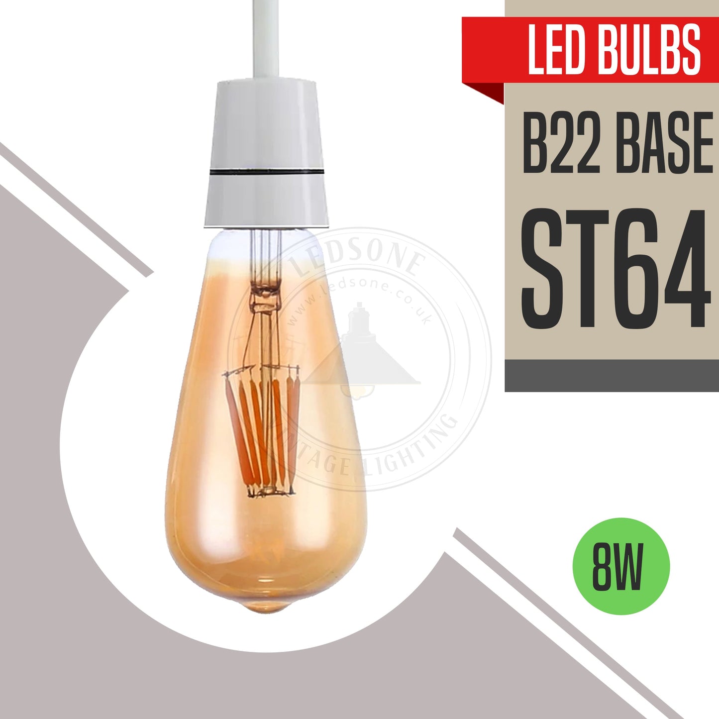 ST64 Bayonet 8W Dimmable Retro Classic LED Filament Bulbs