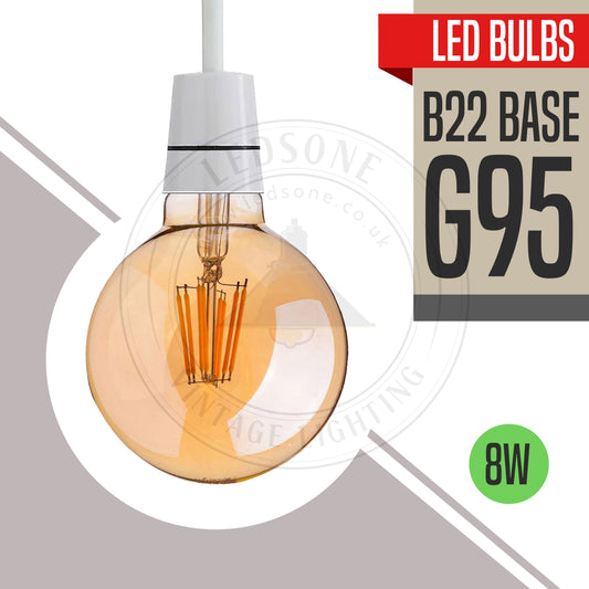 G95 B22 8W Dimmable Globe Vintage LED Retro Light Bulbs~2990