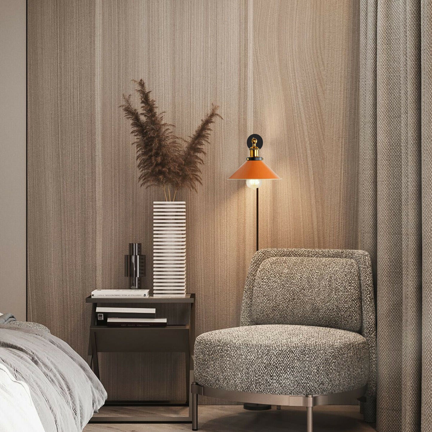 Industrial Metal Cone Shape Shade Fitting Plug in Wall Light With Dimmer Switch~2275