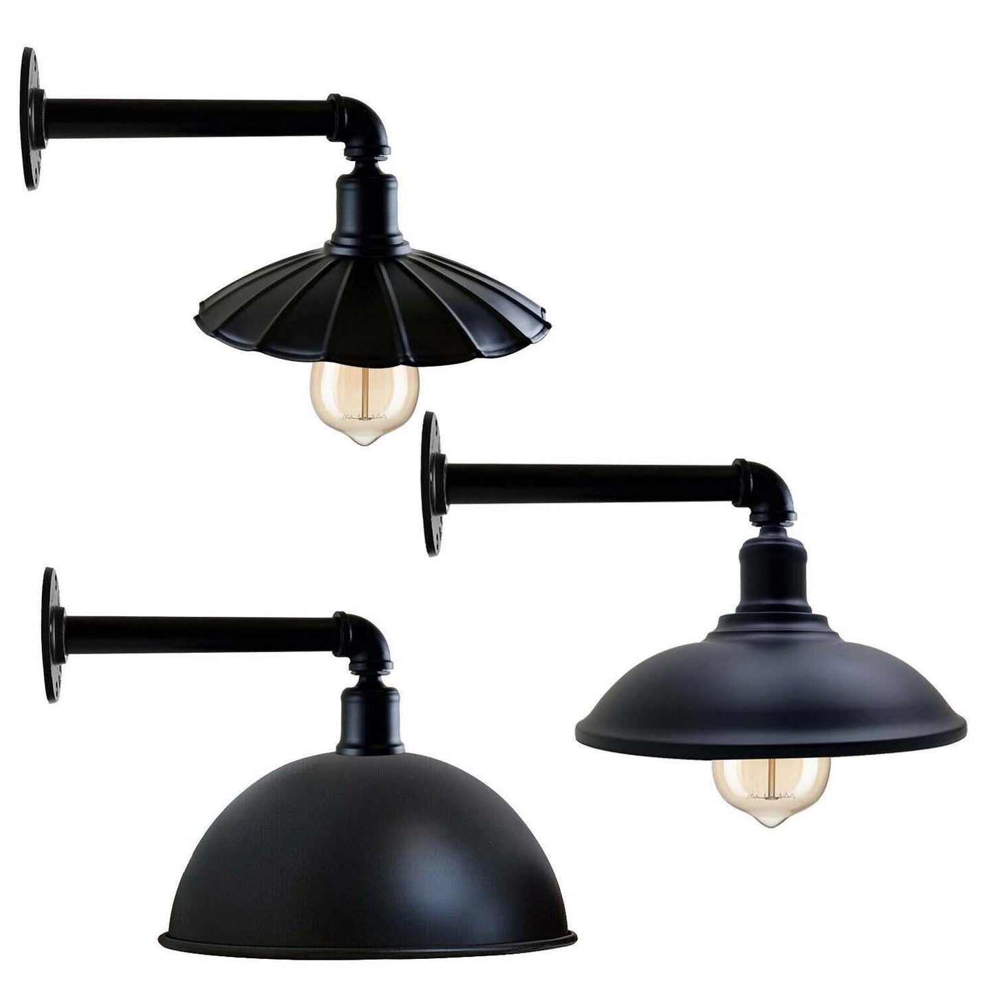 Retro Black Wall Mounted Metal Pipe Wall Sconce - Indoor Light Fixture~2123