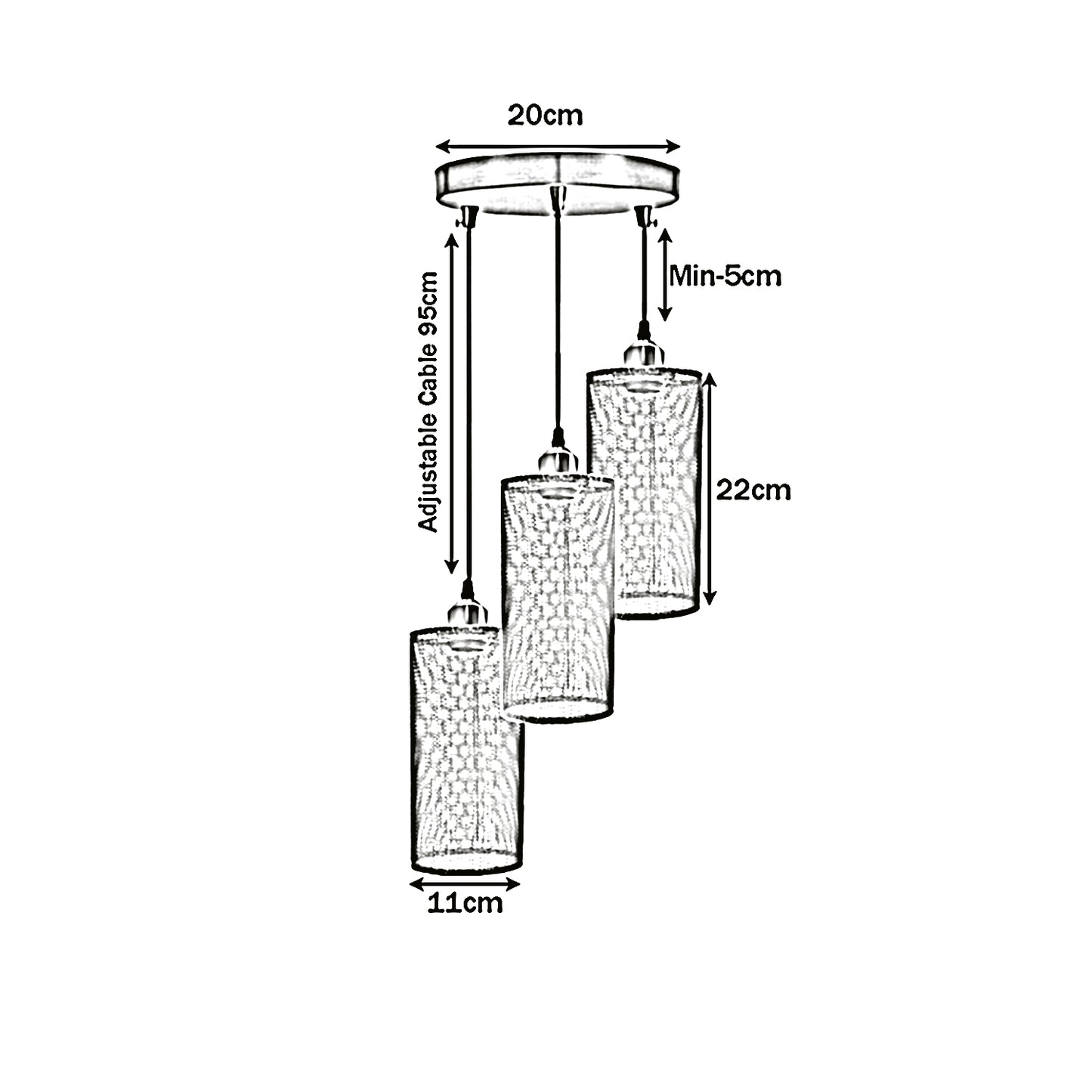 Brushed Brass Retro 3 Way Drum Ceiling Rose Cage Pendant Light-Size Image