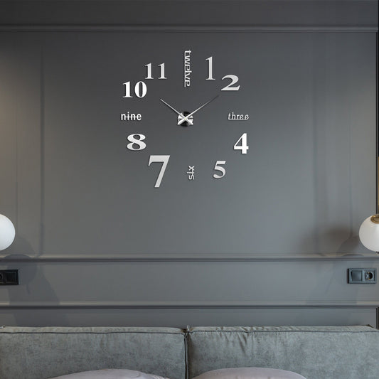 Frameless 3D Sticker Wall Clock