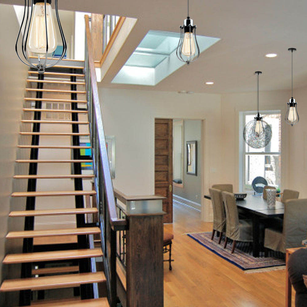 Vintage Retro Lighting Ceiling Hanging Pendant Balloon Shape Wire Cage - Vintagelite