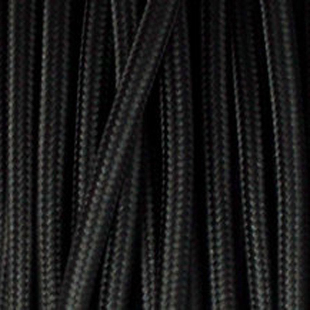 Vintage Black Fabric 2 Core Round Italian Braided Cable 0.75mm - Vintagelite