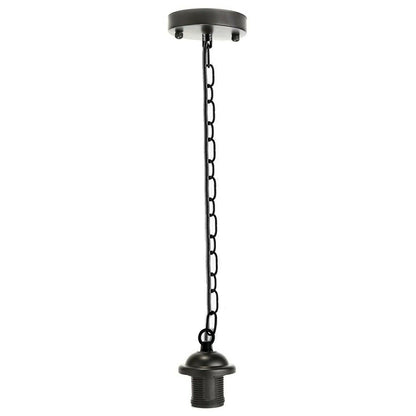 Black Metal Ceiling Rose & Chain Pendant Light E27 Lamp Holder~1927