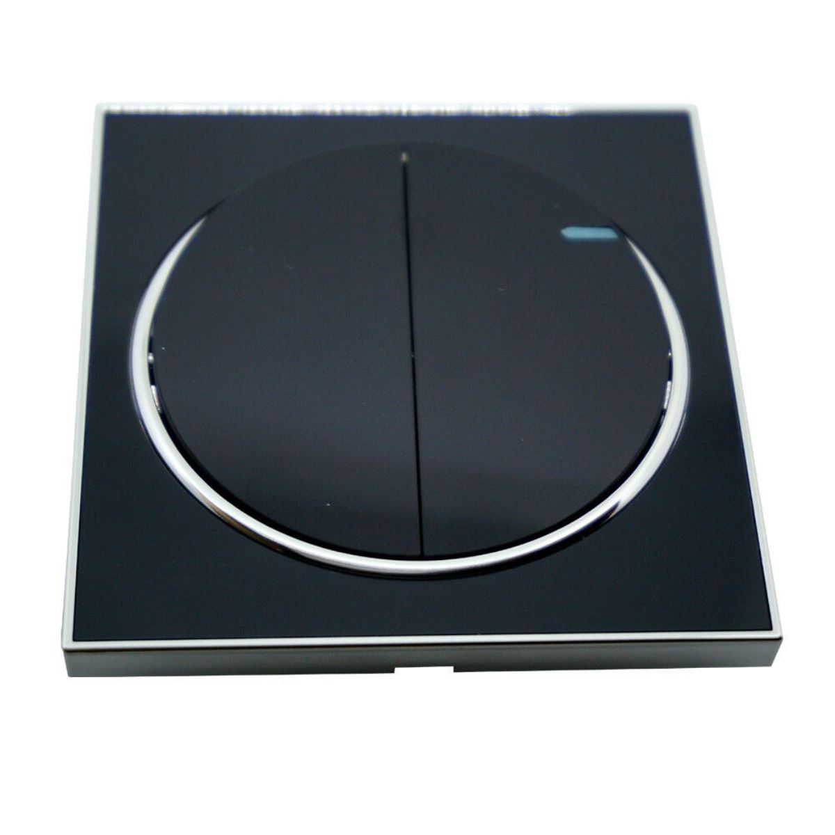 Black Round 2 Gang Screwless Flat plate Wall light switches - Vintagelite