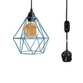 Blue Diamond Shade Dimmer Switch Plug In Hanging Pendant Lamp