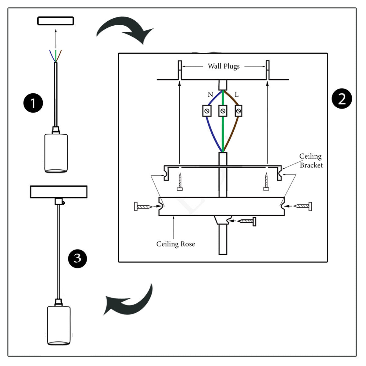 Blue Industrial Metal Ceiling Fitting E27 Pendant Lamp Holders-Structure Image