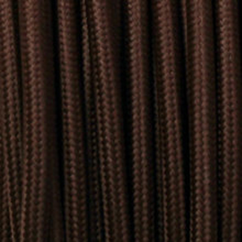 Vintage Dark Brown Fabric 2 Core Round Italian Braided Cable 0.75mm - Vintagelite