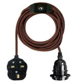 Brown Color Dimmer Switch 4m Fabric Flex Cable Plug In Pendant Lamp E27 Holder - Vintagelite