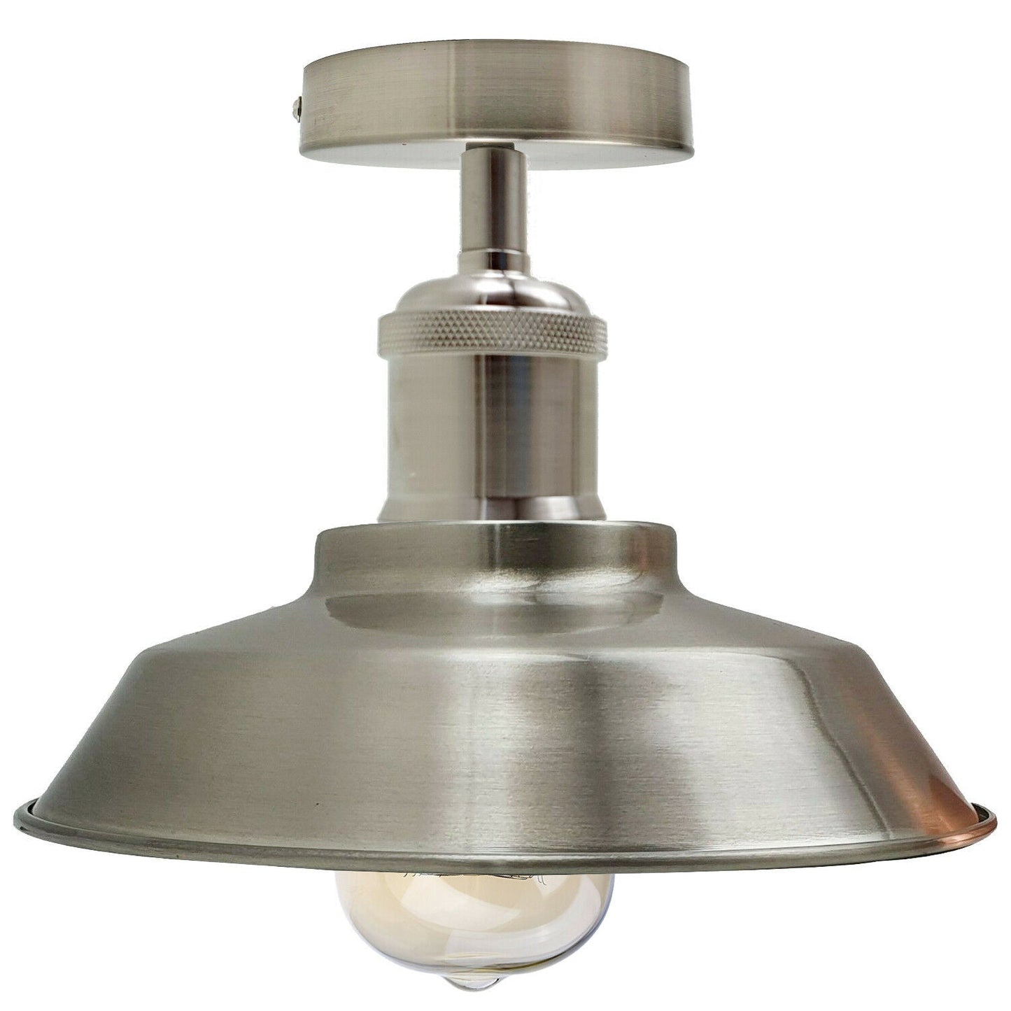 Ceiling Light Retro Flush Mount Ceiling Lamp Shade Fitting Satin Nickel~1925 - LEDSone UK Ltd