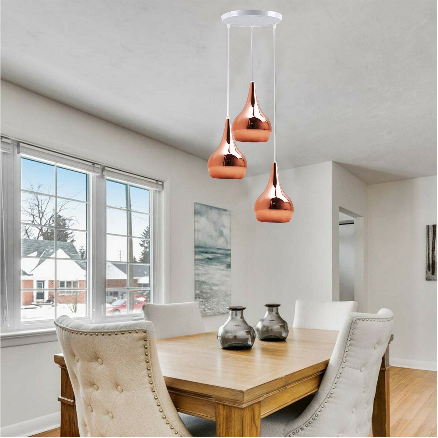 Ceiling Pendant Cluster Light Fitting Modern Black Cage Style Lights UK - Vintagelite