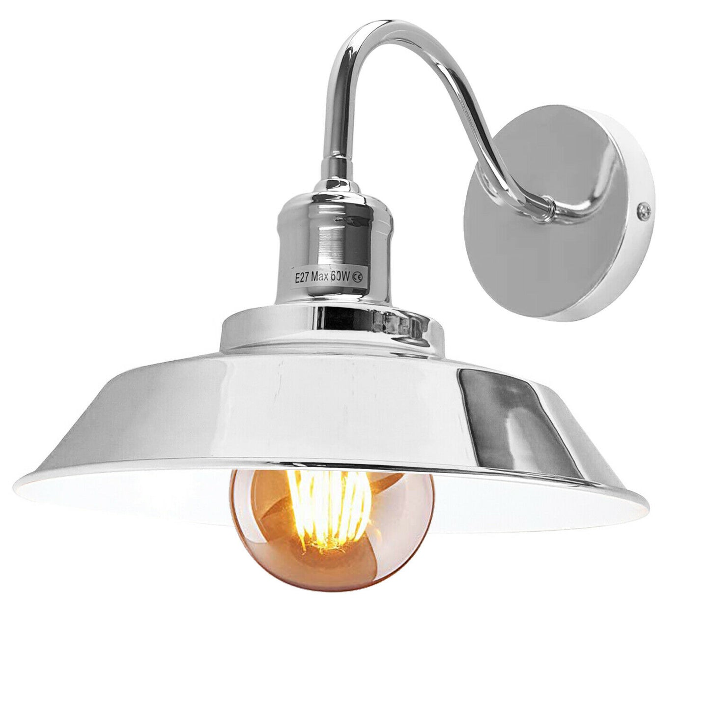 Vintage Chrome Swan Neck Wall Sconce E27 Lamp Holder