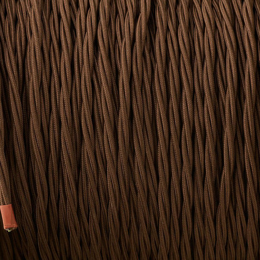 Dark BrownTwisted Vintage fabric Cable Flex0.75mm 3 Core - Vintagelite