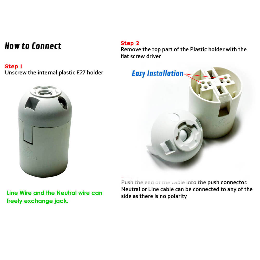 E27 Plain Screw White Holder Bakelite Lamp Holder - Vintagelite