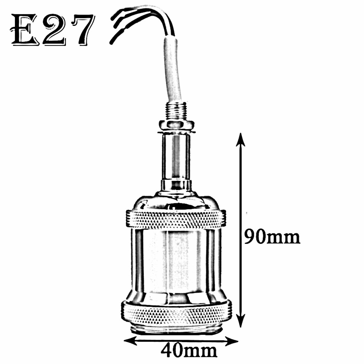 Fully Earthed Satin Black Colour E27 Bulb Holder - Vintagelite