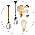 Vintage Industrial Retro Cage Edison Hemp Rope Pendant Lights