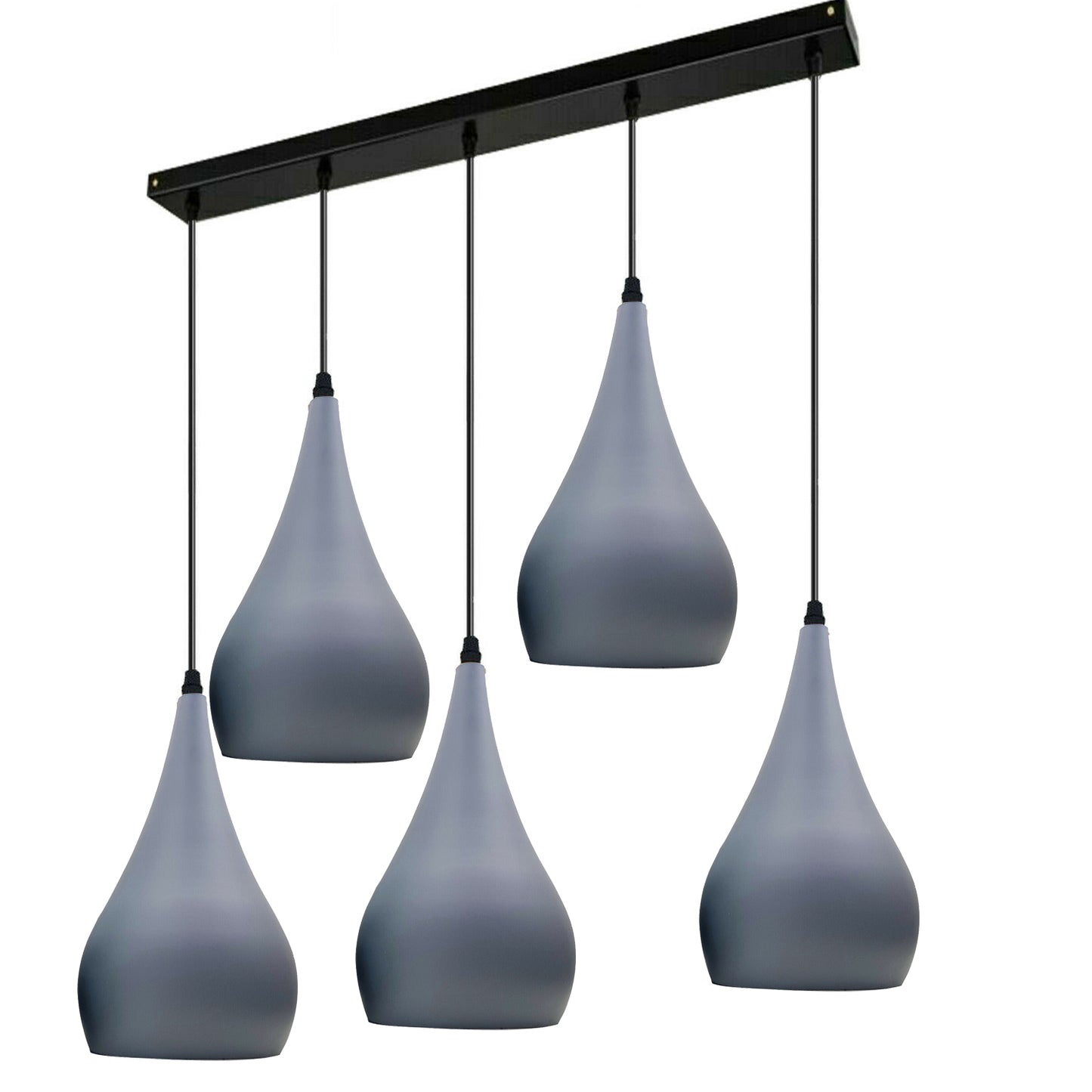 Grey Vintage 5 Way Teardrop Metal Shade Ceiling Pendant Light