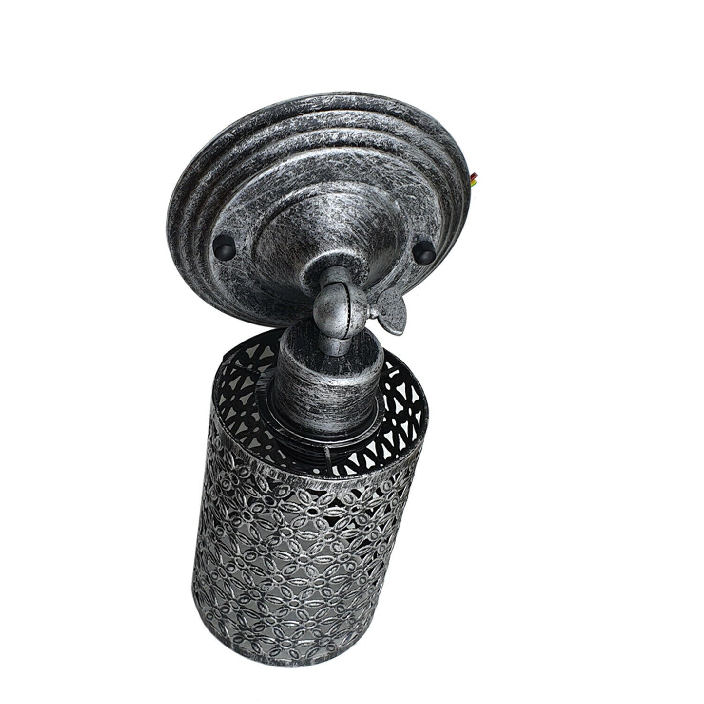 Modern Brushed Silver Industrial Cage Wall Sconce Lamp-E27 Holder