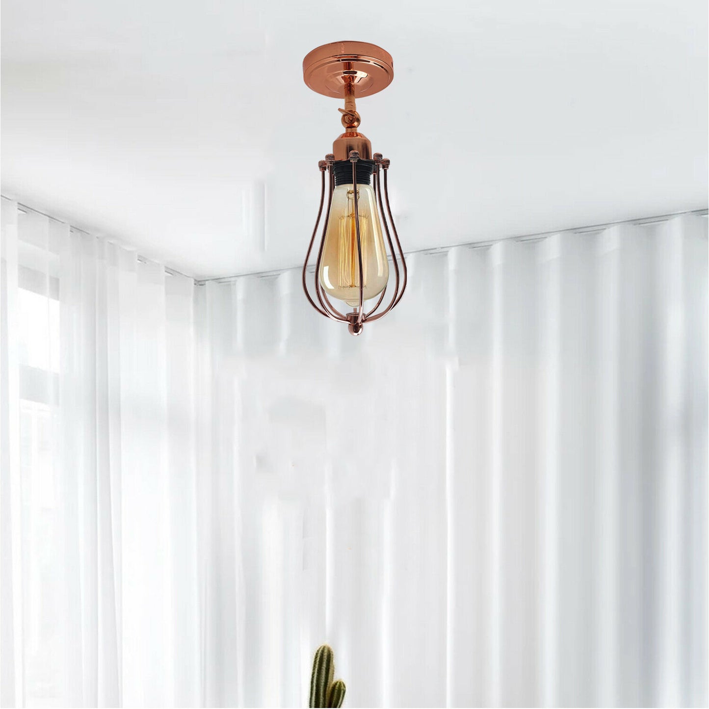 Rose Gold Flex Arm Retro Light Cage Ceiling Fixtures E27~2051