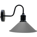 Vintage Retro Industrial Grey Cone Light Shades Swan Neck Wall light
