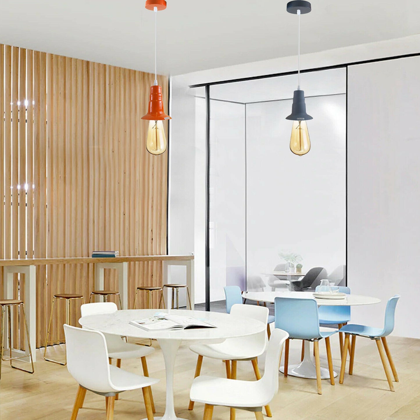 Orange Industrial Ceiling E27 Base Fitting Lamp Holder Pendant-Application Image