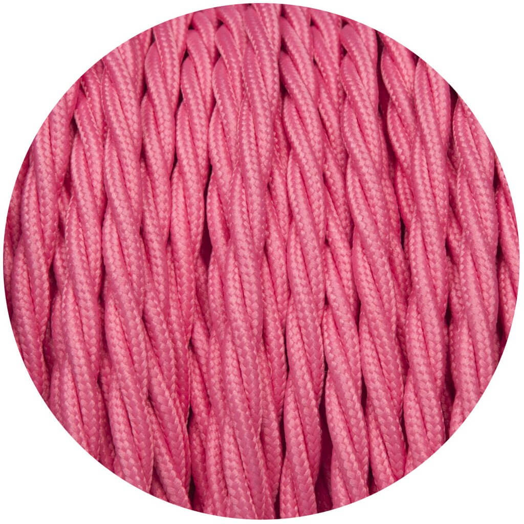 Rose Pink Twisted Vintage fabric Cable Flex0.75mm 3 Core - Vintagelite